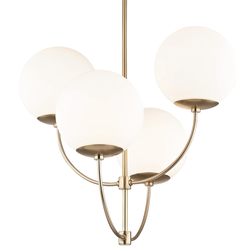 Люстра Breasal White Matte Balls Chandelier Brass Латунь Белое матовое стекло в Омске | Loft Concept 