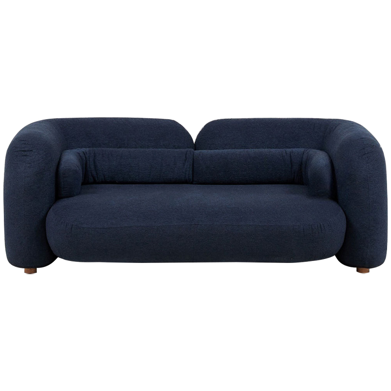 Дизайнерский двухместный диван с мягкими спинкой и подлокотниками синий Madelaine Sofa Blue Темно-синий Коричневый Дизайнерский двухместный диван с мягкими спинкой и подлокотниками синий Madelaine Sofa Blue Темно-синий Коричневый в Омске | Loft Concept