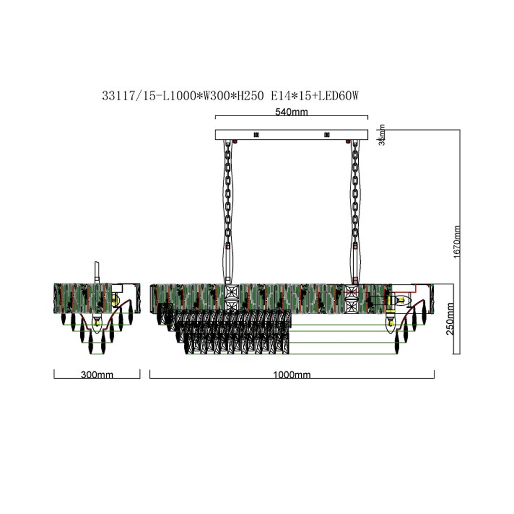 Люстра овальная с каскадом из прозрачного хрусталя Constant Sparks в Омске