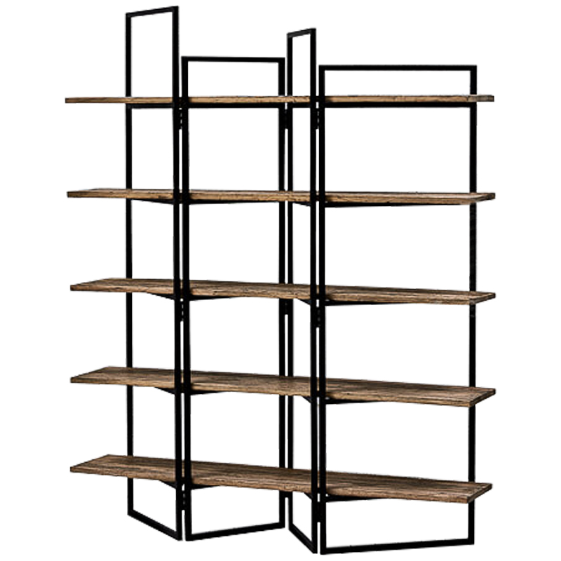 Стеллаж Luigi Loft Rack Черный Коричневый в Омске | Loft Concept 