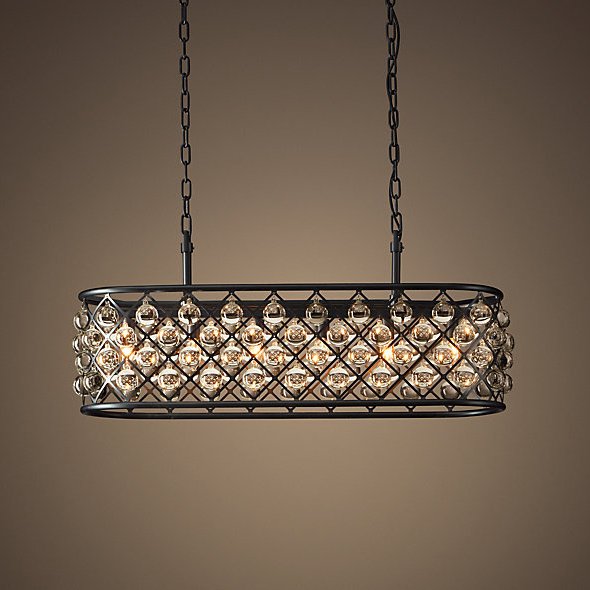 Люстра RH Spencer Rectangular Chandelier 80 Черный в Омске | Loft Concept 