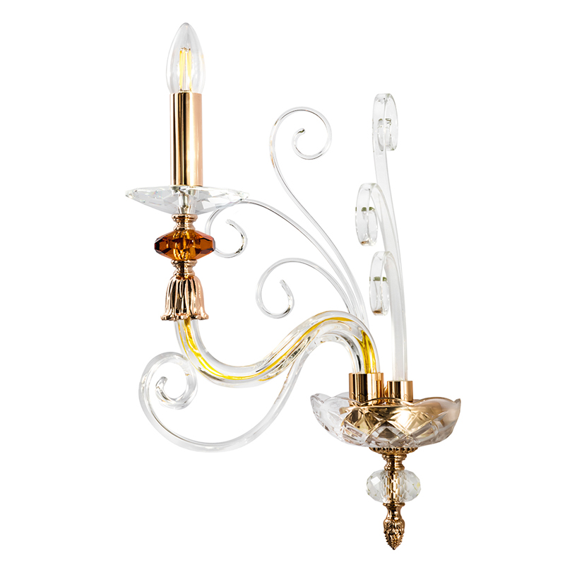 Бра с изогнутыми прозрачными элементами из стекла Twisted Glass Candles Золотой Прозрачное Стекло Бра с изогнутыми прозрачными элементами из стекла Twisted Glass Candles Золотой Прозрачное Стекло в Омске | Loft Concept