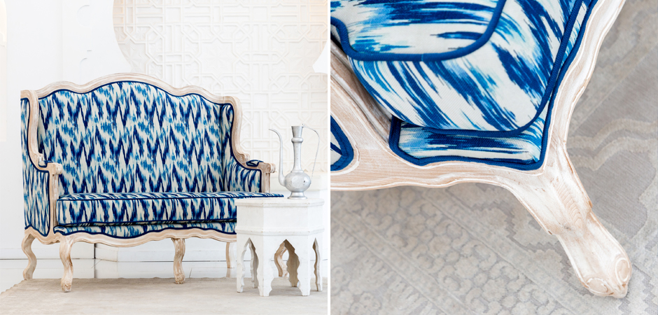 Двухместный диван с голубым узором Ikat Pattern Двухместный диван с голубым узором Ikat Pattern - Loft-Concept в Омске