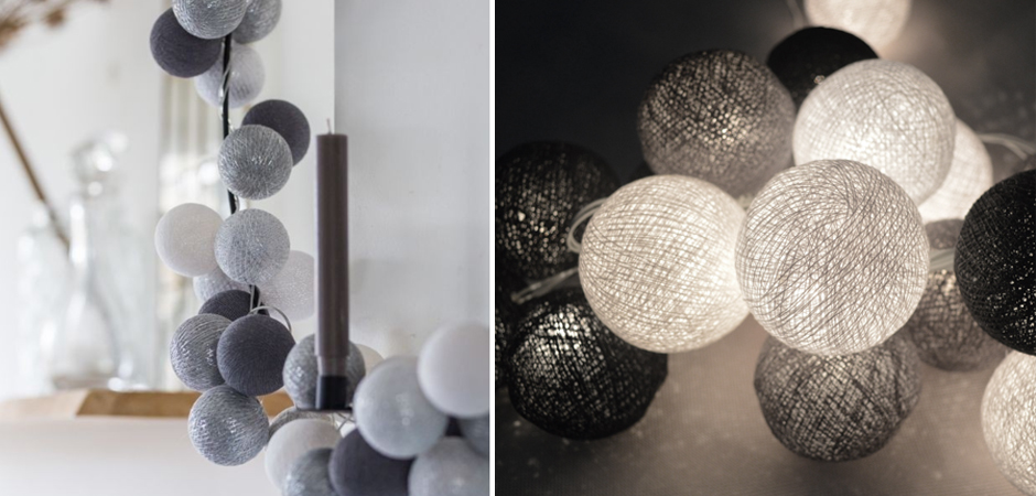 Гирлянда хлопковые фонарики Сotton Ball Silver Mix - Loft-Concept в Омске