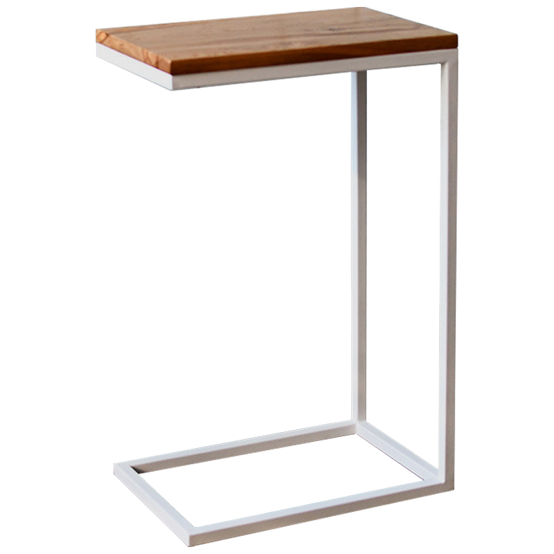 Приставной стол Hanson White Industrial Metal Rust Side Table Светлый дуб Белый в Омске | Loft Concept 