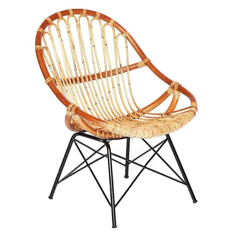 Кресло Rattan Wicker Chair Red Carcass Древесина Черный в Омске | Loft Concept 