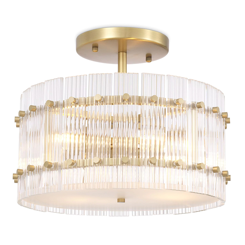 Потолочный светильник Eichholtz Ceiling Lamp Ruby Round Brass Латунь Прозрачное Стекло в Омске | Loft Concept 