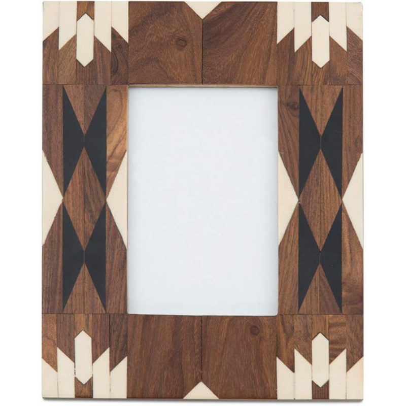 Фоторамка кость Brown Indian Wood Bone Inlay photo frame Бежевый Коричневый в Омске | Loft Concept 