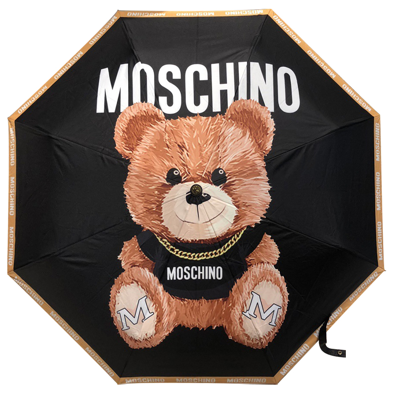 Зонт раскладной MOSCHINO дизайн 005 Черный цвет Черный Коричневый в Омске | Loft Concept 