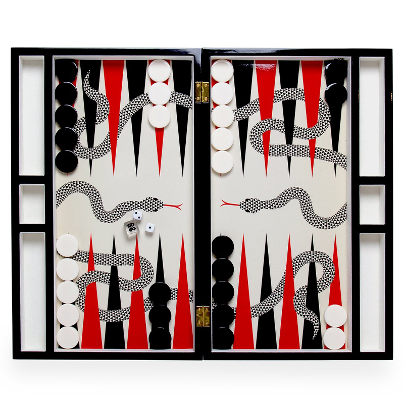 Нарды  EDEN BACKGAMMON SET Jonathan Adler Красный Черный ivory ( слоновая кость ) в Омске | Loft Concept 