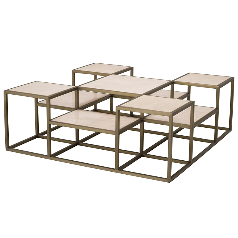 Кофейный стол Eichholtz Coffee Table Smythson Песочный Латунь в Омске | Loft Concept 