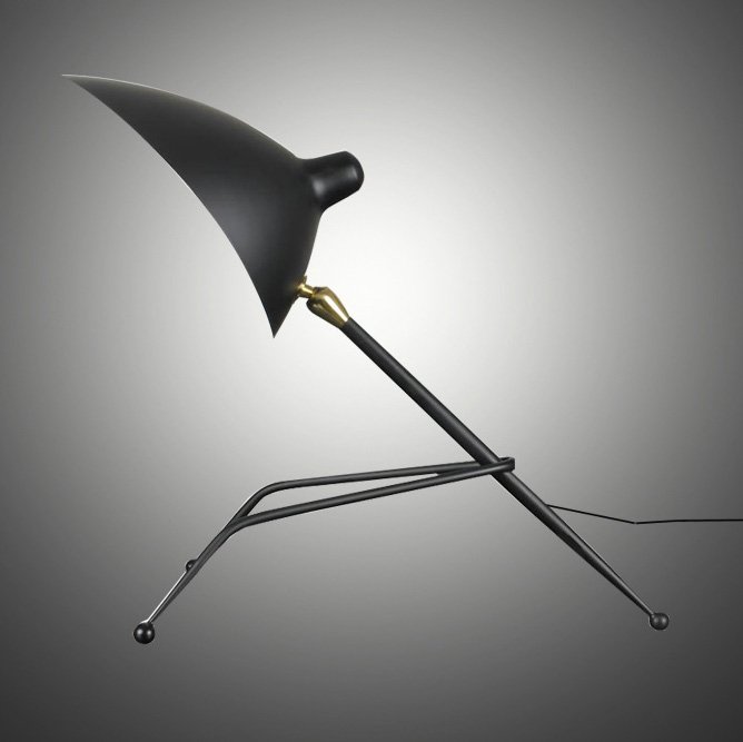 Настольная лампа Serge Mouille Tripod Desk Lamp Черный в Омске | Loft Concept 