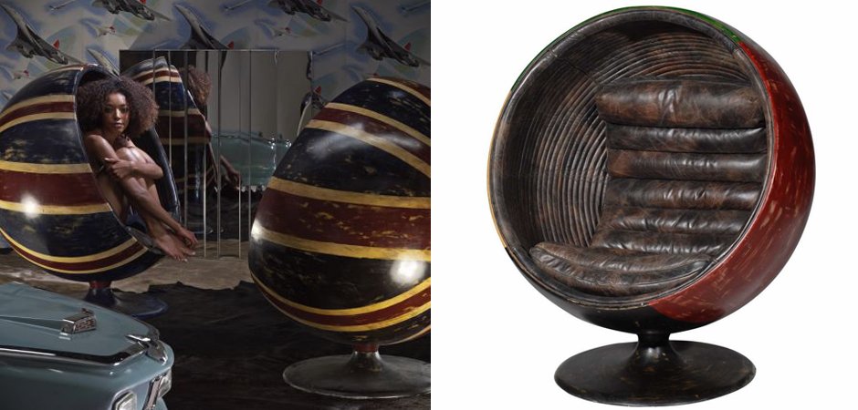 Кресло шар Pod Chair Union Jack & Brown Leather Кресло шар Pod Chair Union Jack & Brown Leather - Loft-Concept в Омске
