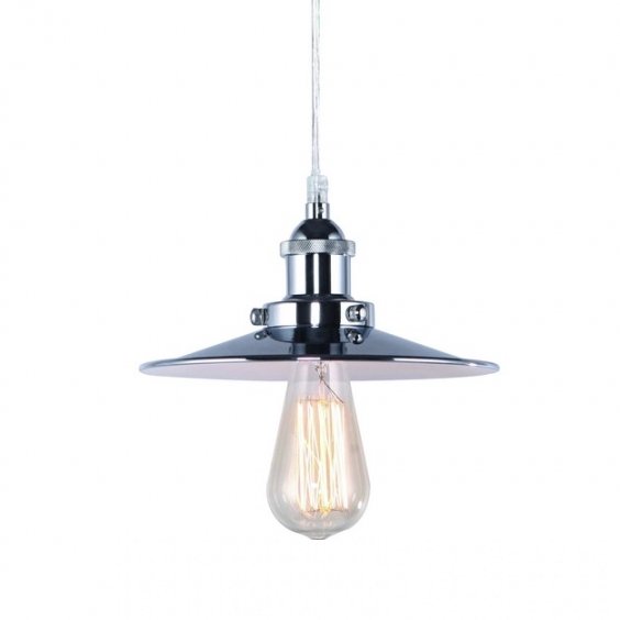 Подвесной светильник 20TH C. Factory Filament Metal Single Pendant Хром в Омске | Loft Concept 