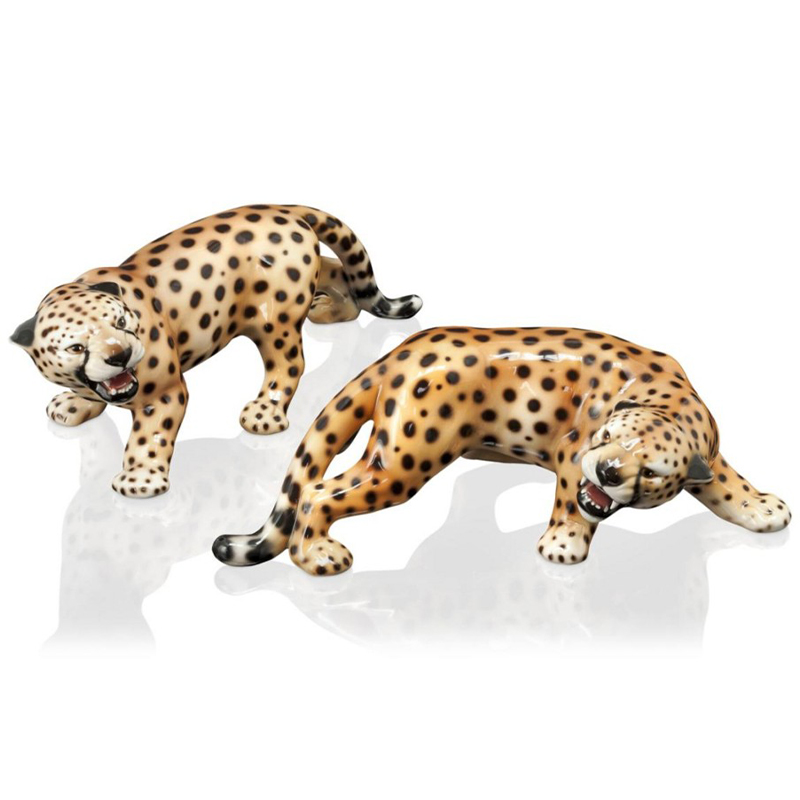 Статуэтки Abhika Cheetah Set 2 Pcs Коричневый Черный в Омске | Loft Concept 