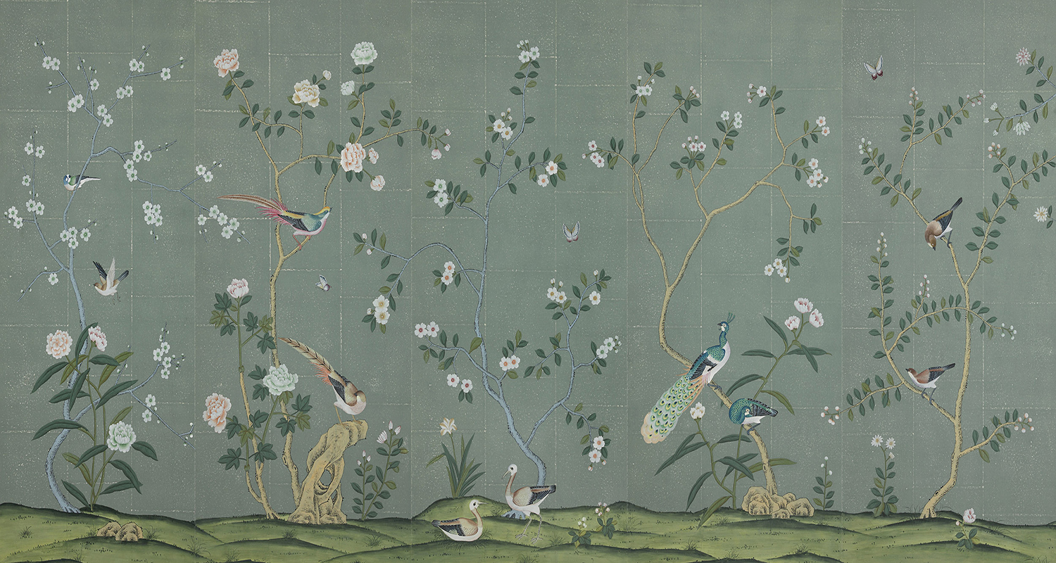 Обои ручная роспись Badminton Blue Grey II - фото