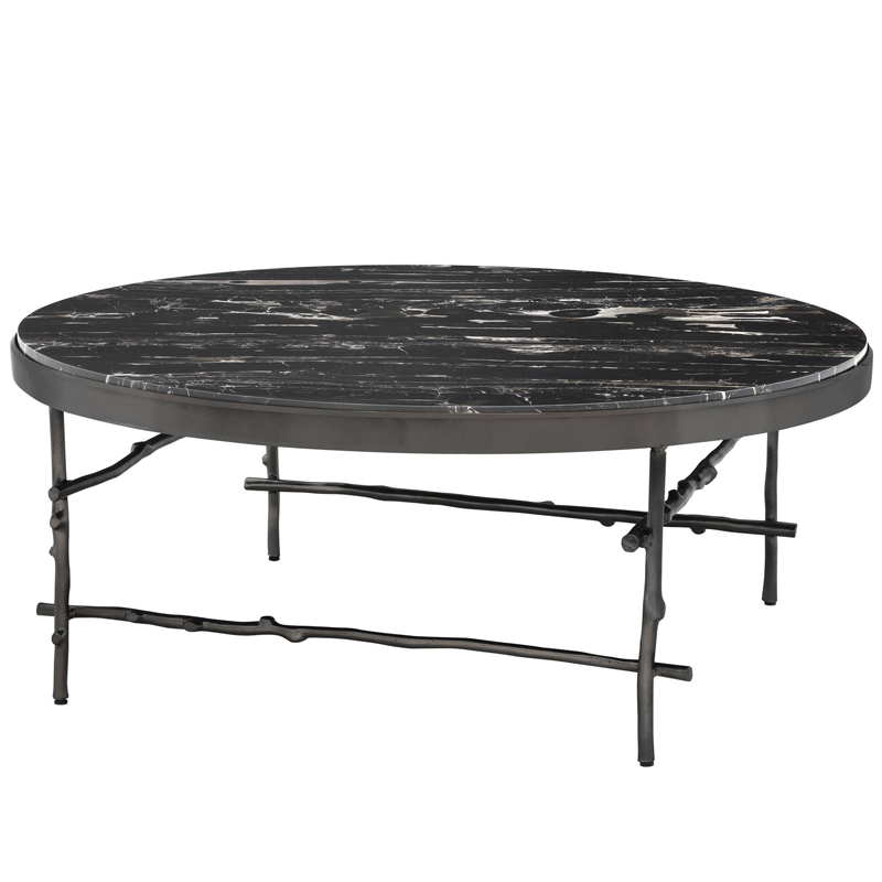 Кофейный стол Eichholtz Coffee Table Tomasso round Черный Мрамор Nero Темная бронза в Омске | Loft Concept 