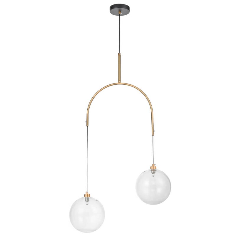 Люстра Two Hanging Ball Chandelier Золотой Прозрачный Черный в Омске | Loft Concept 