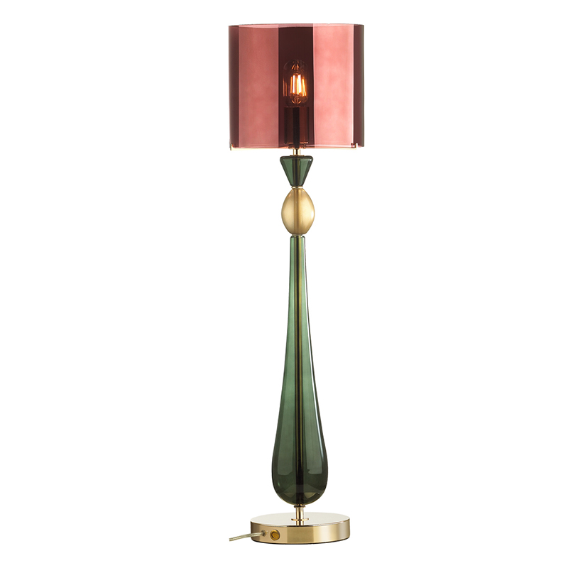 Настольная лампа Roser Burgundy Green Table Lamp Бургундский красный Золотой Зеленый в Омске | Loft Concept 