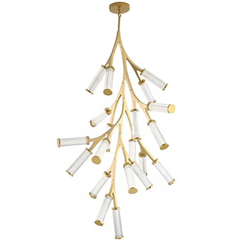 Люстра Cylinder Branches Chandelier Gold Vertical 20 Золотой Прозрачный в Омске | Loft Concept 