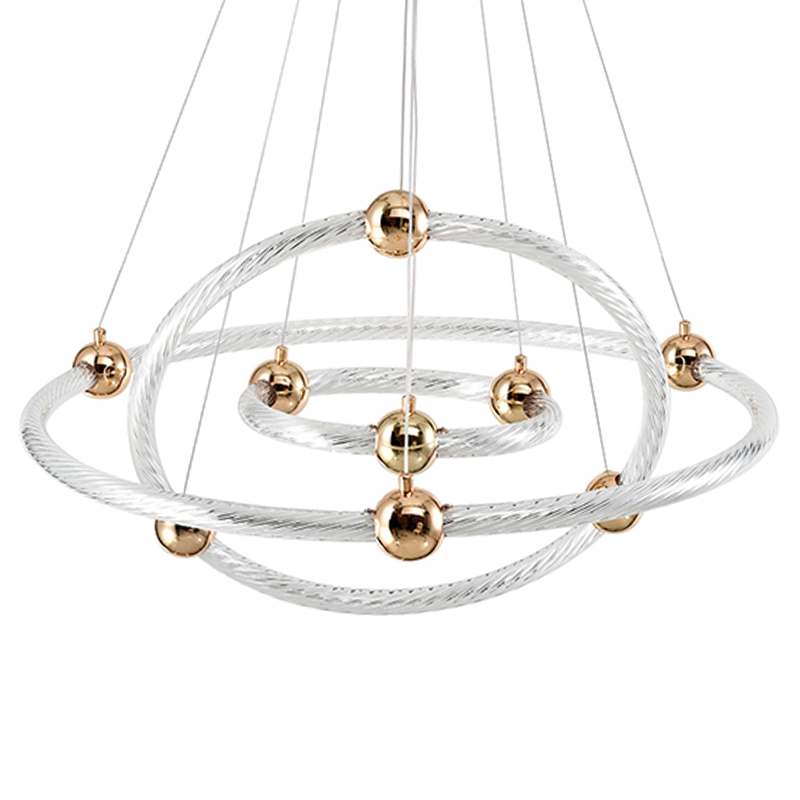 Люстра подвесная светодиодная в виде 3-х колец Lighting Rings Gold Золотой Белый Люстра подвесная светодиодная в виде 3-х колец Lighting Rings Gold Золотой Белый в Омске | Loft Concept