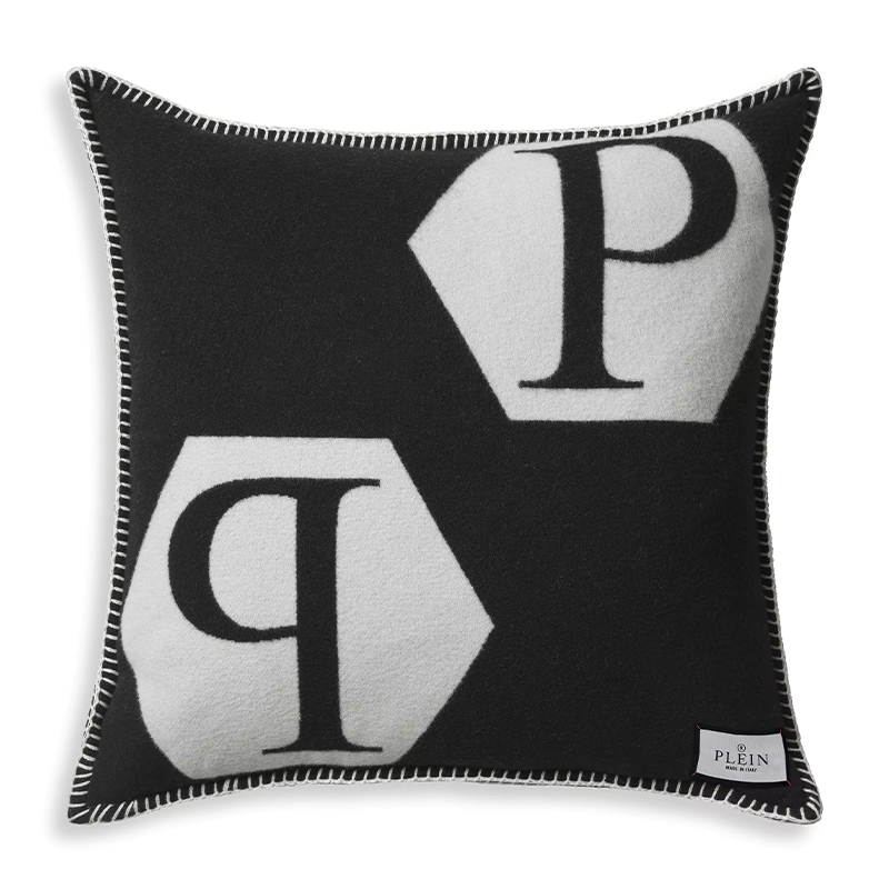 Подушка Philipp Plein Cushion Cashmere Black Черно-белый в Омске | Loft Concept 