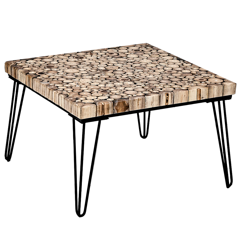 Кофейный стол Tree Cuts square coffee table Коричневый Черный в Омске | Loft Concept 