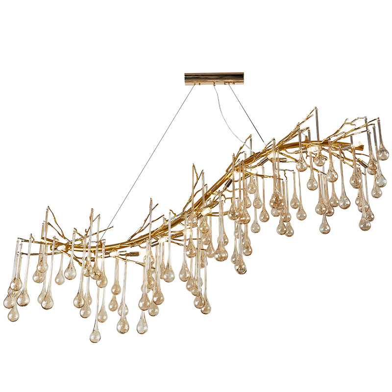 Люстра Droplet Branch Chandelier Глянцевое золото Янтарь (Amber) в Омске | Loft Concept 