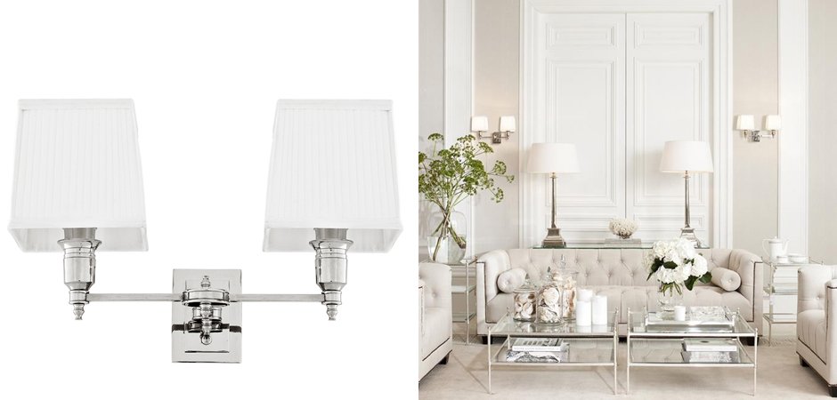 Бра Wall Lamp Lexington Double Nickel+White Бра Wall Lamp Lexington Double Nickel+White - Loft-Concept в Омске