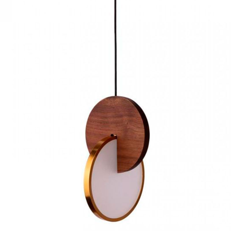 Подвесной светильник Eclipse Pendant Light Wood Золотой Белый Дерево Табак в Омске | Loft Concept 