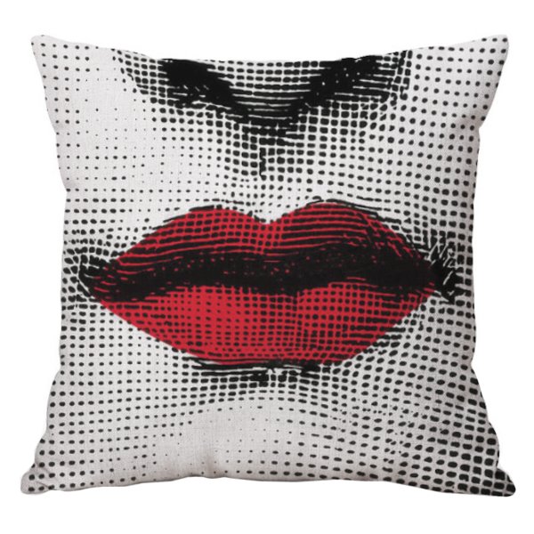 Декоративная подушка Fornasetti lips red Красный (Red) в Омске | Loft Concept 