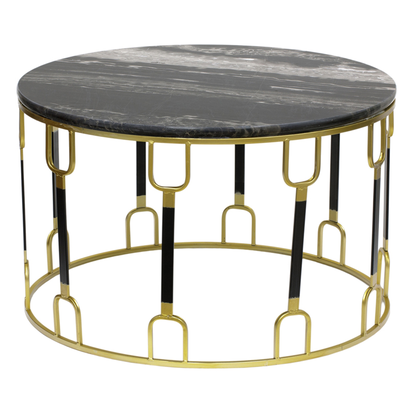 Приставной стол Dorius Side Table black marble Латунь Черный Черный Мрамор Nero в Омске | Loft Concept 