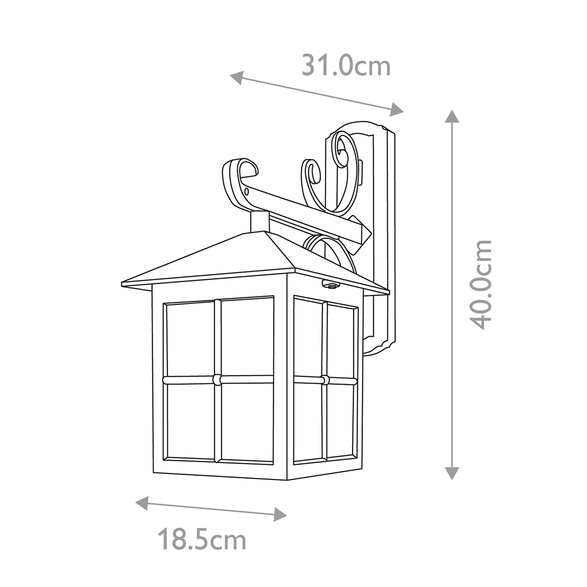 Настенный фонарь черного цвета в форме фонаря с решетчатым плафоном и фактурным стеклом Elstead Lighting в Омске