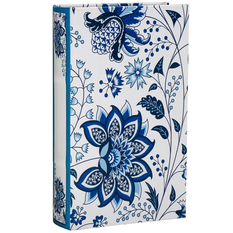 Шкатулка-книга с сейфом Fabulous Flowers Book Box Синий Белый в Омске | Loft Concept 