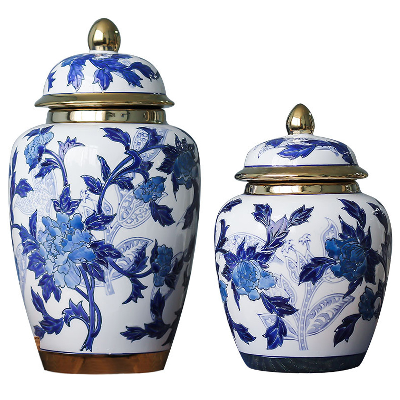 Вазы Porcelain Oriental Blue Ornament Vases Синий Белый Золотой Вазы Porcelain Oriental Blue Ornament Vases Синий Белый Золотой в Омске | Loft Concept