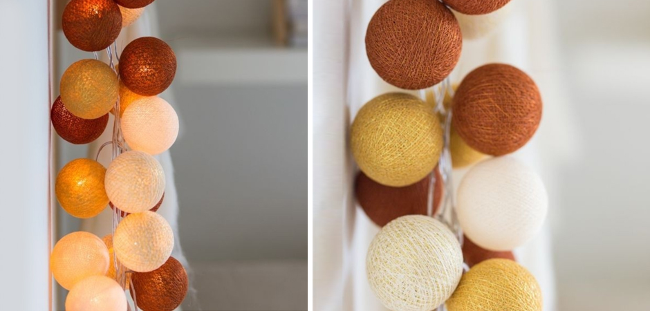 Гирлянда хлопковые фонарики Сotton Ball Gold-Copper - Loft-Concept в Омске