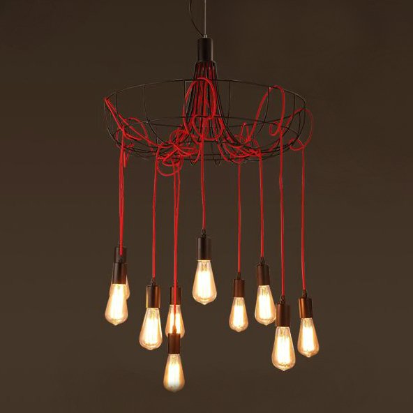 Люстра Blood Wire Chandelier Red 10 Красный Черный в Омске | Loft Concept 