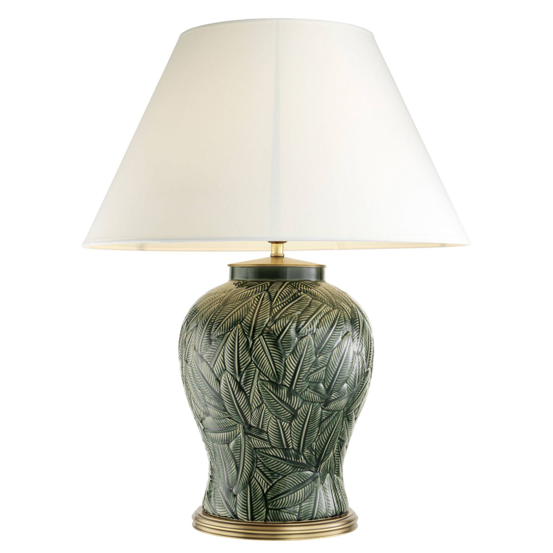 Настольная лампа Eichholtz Table Lamp Cyprus Белый Зеленый Латунь Античная полированная в Омске | Loft Concept 