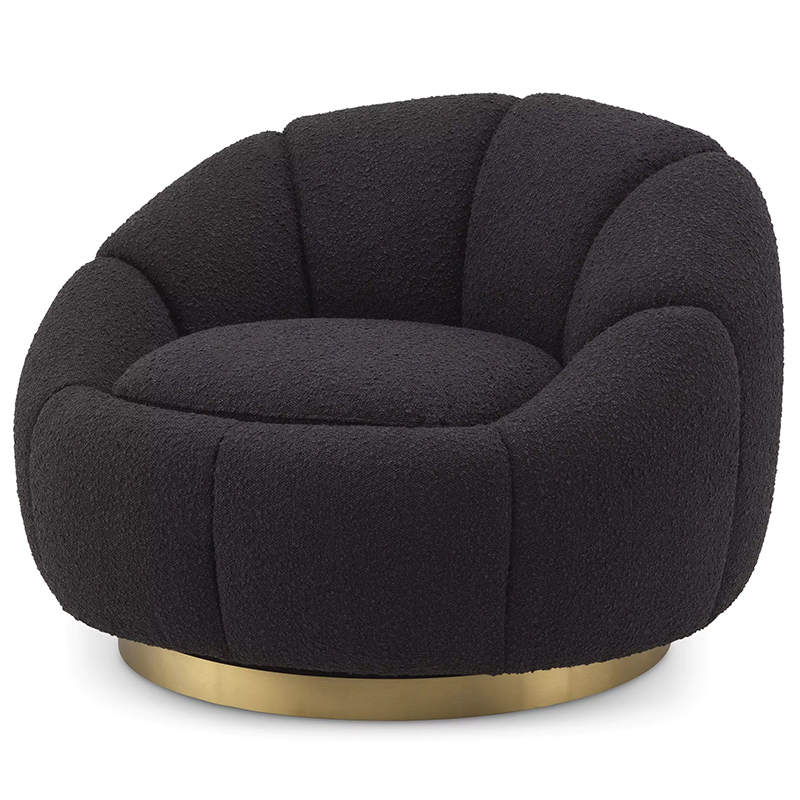 Кресло Eichholtz Swivel Chair Inger Black Черный Латунь в Омске | Loft Concept 