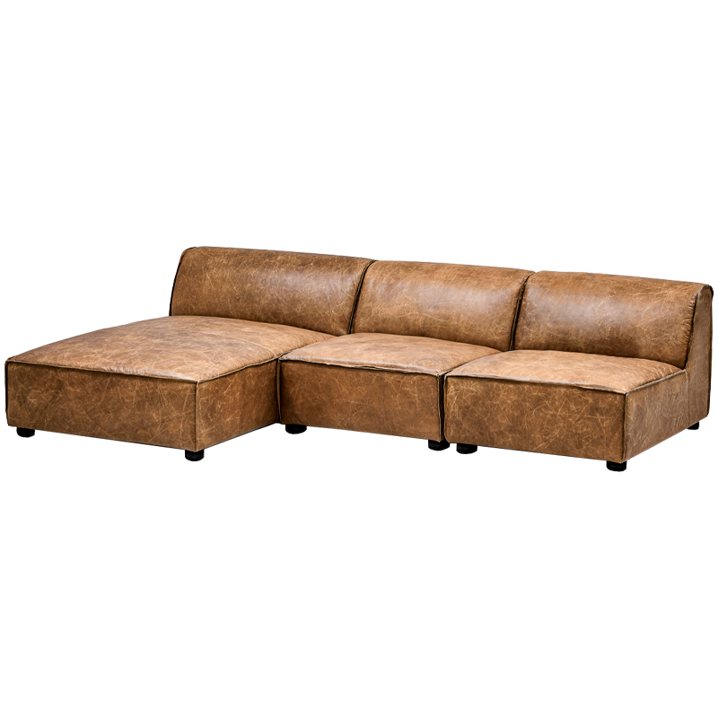 Диван Diehl Leather Sofa Карамель Хром в Омске | Loft Concept 