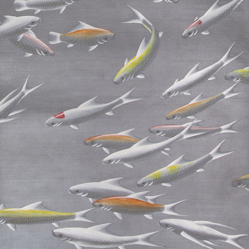 Обои ручная роспись Fishes Koi on Flash metallic Xuan paper  в Омске | Loft Concept 