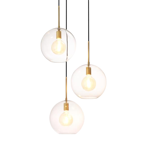 Люстра Chandelier Tango 3 light Латунь Античная полированная Темная бронза Прозрачное Стекло в Омске | Loft Concept 