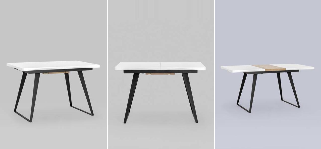 Стол обеденный раздвижной Magali ширина 120 белая столешница - фото