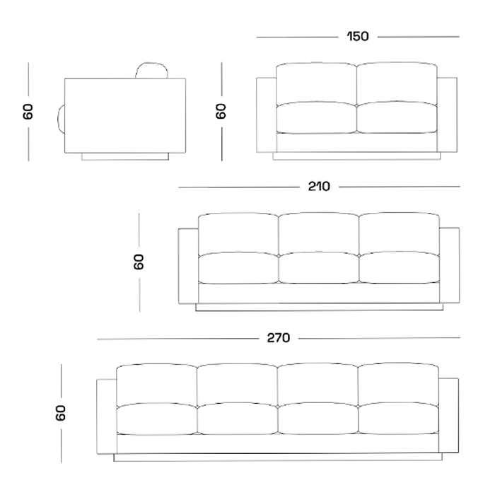 Дизайнерский кожаный диван черный Poltronova Saratoga Sofa в Омске