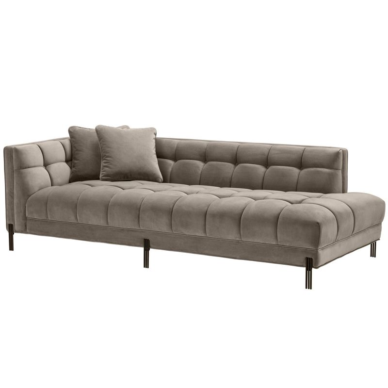 Кушетка Eichholtz Lounge Sofa Sienna Left greige Бежево-серый Темная бронза в Омске | Loft Concept 