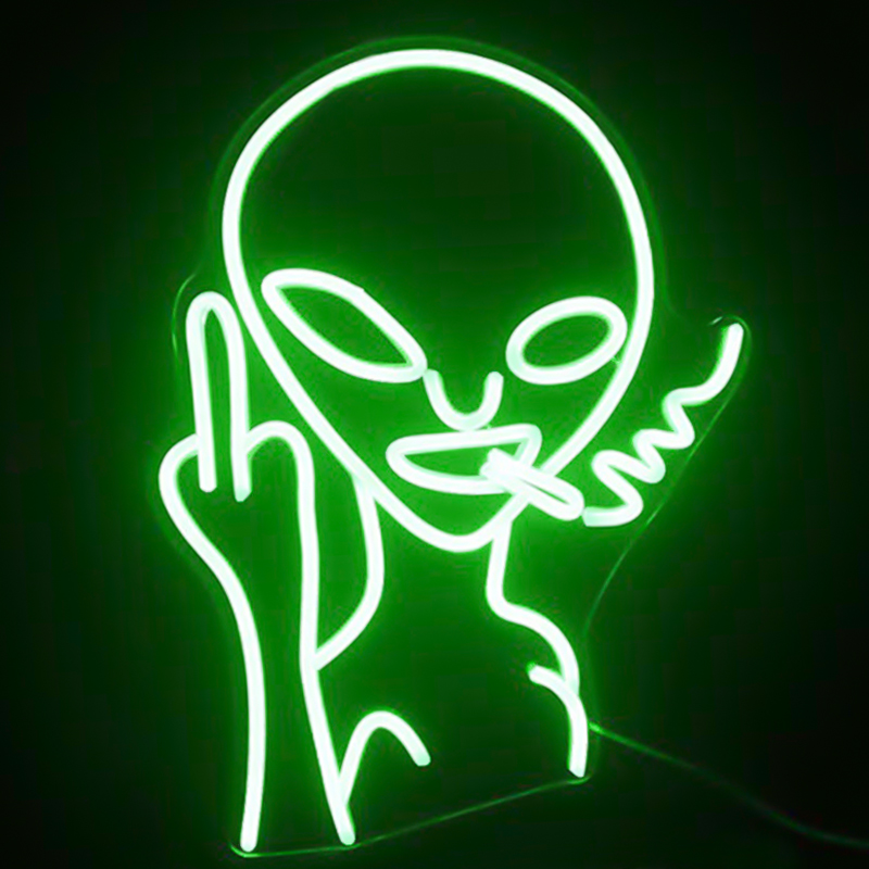 Неоновая настенная лампа Alien Neon Wall Lamp Зеленый Белый в Омске | Loft Concept 