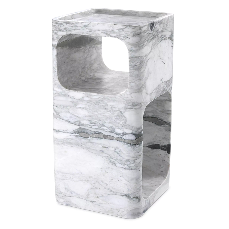 Приставной стол Eichholtz Side Table Adler Marble Белый Мрамор Bianco в Омске | Loft Concept 