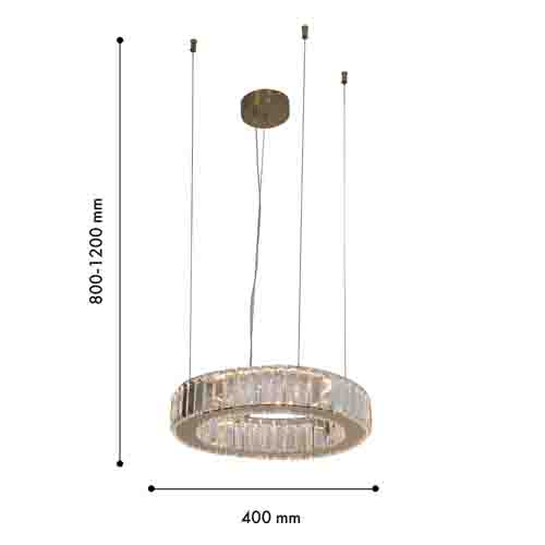 Люстра подвесная круглая светодиодная из хрусталя золотого цвета Ring Horizontal в Омске