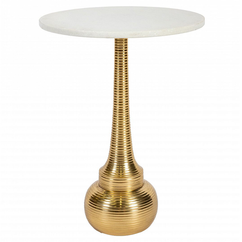 Кофейный стол с белой столешницей из мрамора Table White Marble Белый Золотой Кофейный стол с белой столешницей из мрамора Table White Marble Белый Золотой в Омске | Loft Concept