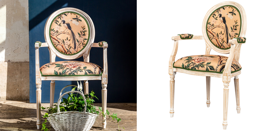 Стул с подлокотниками Beige and Green Chinoiserie Chair Стул с подлокотниками Beige and Green Chinoiserie Chair - Loft-Concept в Омске